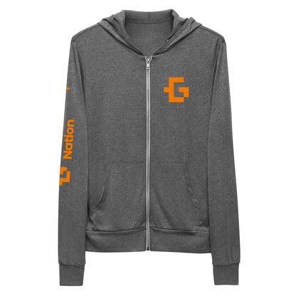 Orange logo unisex zip hoodie