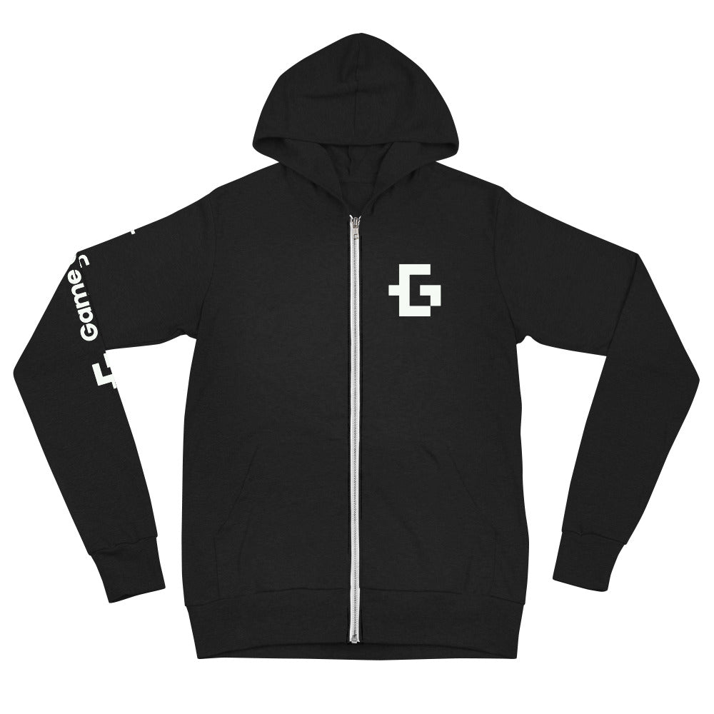 White logo unisex zip hoodie