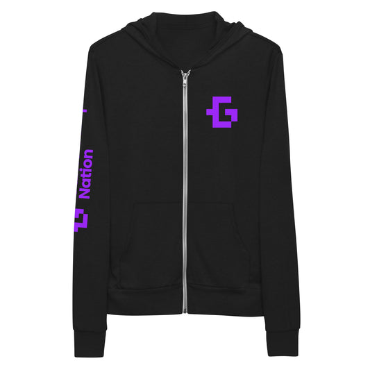 Purple logo unisex zip hoodie