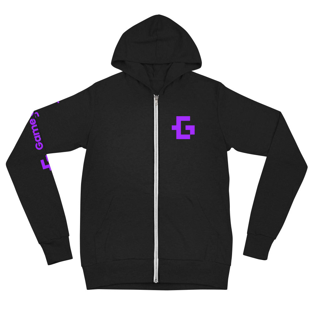 Purple logo unisex zip hoodie