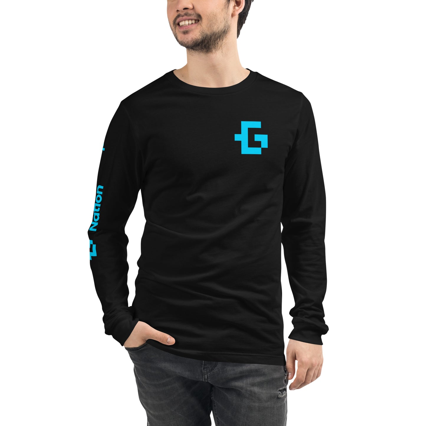 Blue logo long sleeve unisex tee